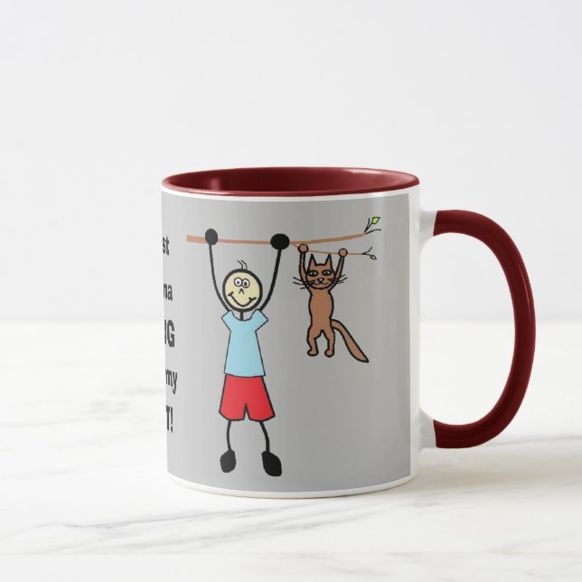 Taza Solo quiero colgar con mi tazón de café de gato (Derecha)