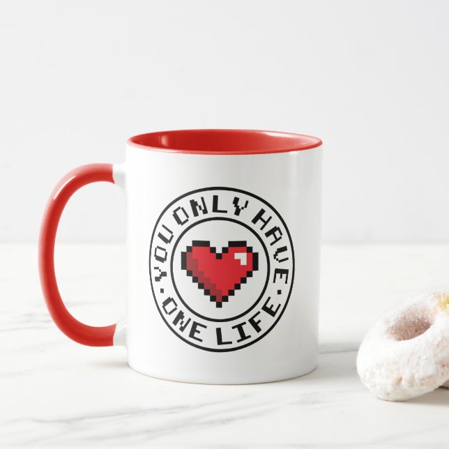 Taza Solo Tienes Un Videojuego Pixel Heart De Una Vida (Con donut)