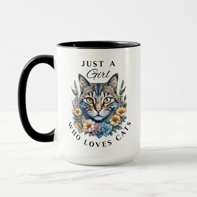 Taza Sólo un Chica que ama a los gatos personalizado (Izquierda)
