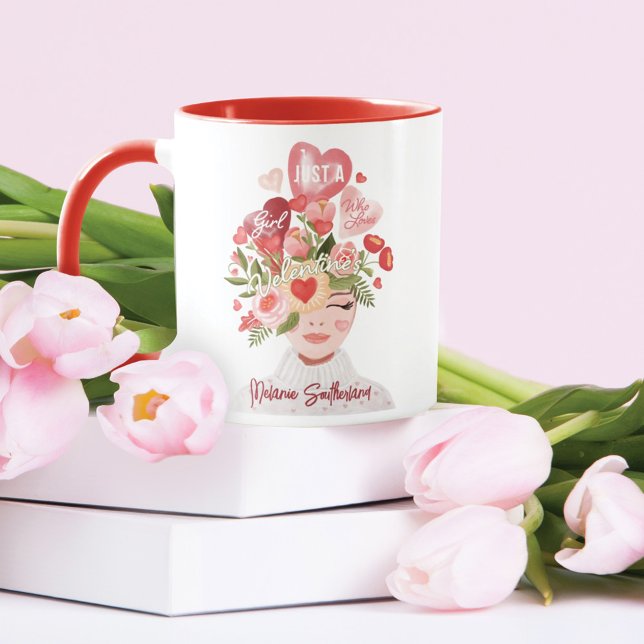 Taza Sólo un Chica que ama al El día de San Valentín (Subido por el creador)