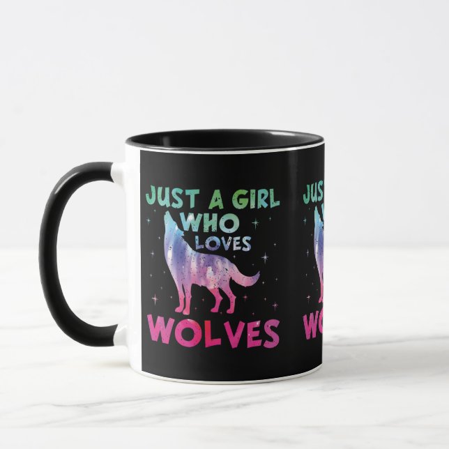 Taza Sólo un Chica que ama la acuarela de los lobos (Izquierda)