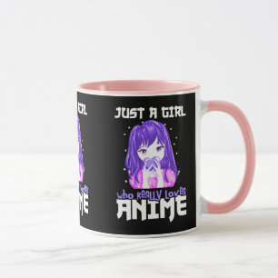 Taza Sólo un Chica que ama realmente a Anime en morado