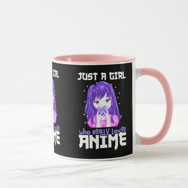 Taza Sólo un Chica que ama realmente a Anime en morado (Derecha)