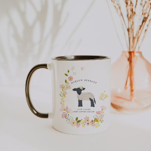 Taza Solo una chica que ama las ovejas Monograma