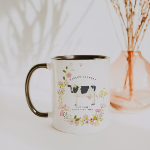 Taza Solo una chica que ama las vacas Monograma