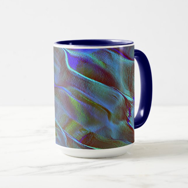Taza Sombra de satén rocosa de grano verde azul quemado (Anverso derecho)