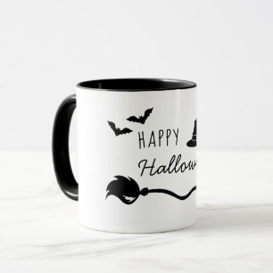 Taza Sombrero de Bruja y Escoba con Araña y Murciélagos
