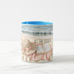 Taza Sombrero de cinta de melocotón de verano de playa 