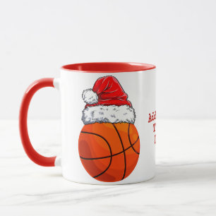 Taza Sombrero de Santa de Baloncesto Navidad Fiesta de