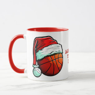 Taza Sombrero de Santa de Baloncesto Navidad Fiesta de