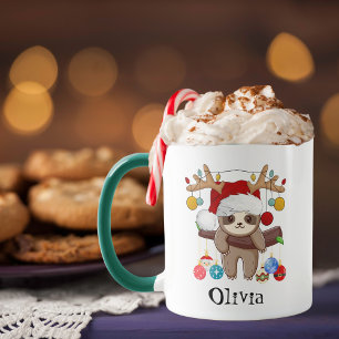 Taza Sombrero de Santa de perezoso lindo Bolas de Navid