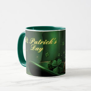 Taza Sombrero del Día de San Patricio y diseño de trébo