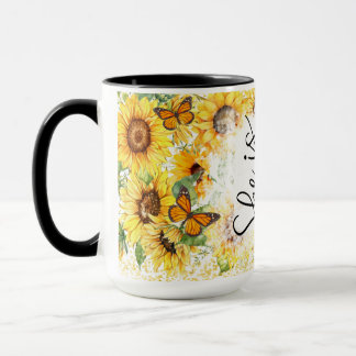 Taza Sombrillas inspiradoras y mariposas