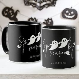 Taza Sombrío Texto De Temporada Y Fantasmas Con Nombre 