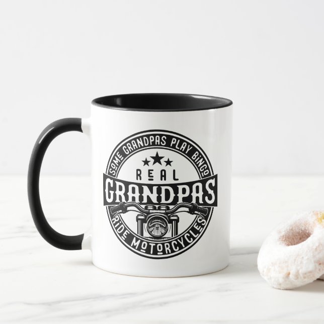 Taza Some Grandpas Play Bingo Real Grandpas Ride Motorc (Con donut)