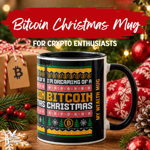 Taza SOÑANDO CON UNA NAVIDAD DE BITCOIN Patrón de punto
