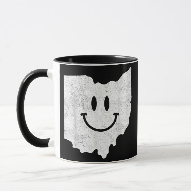 Taza Sonriendo en OH - Cara divertida Ohio feliz (Izquierda)