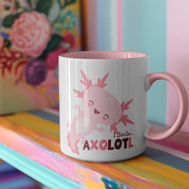 Taza Sonrío A Mucho Kawaii Axolotl Personalizado (The Mexican walking fish better known as the Axolotl is here to rock your world!)