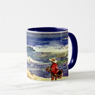 Taza Sorolla - Niño en la arena, arte fino