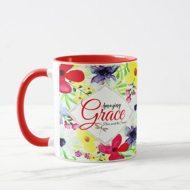 Taza Sorprendente Grace floral personalizada (Izquierda)