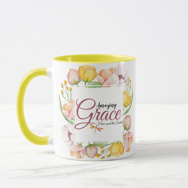 Taza Sorprendente gracia acuarela floral (Izquierda)