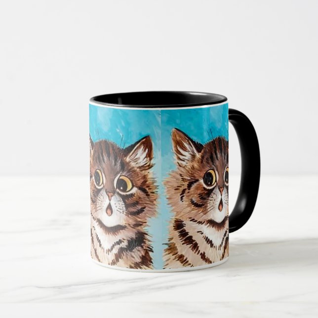 Taza Sorprendida pintura Cat x3 de Louis Wain (Anverso derecho)