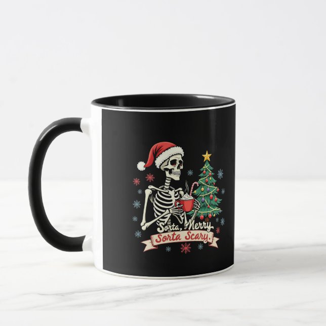 Taza Sorta Merry Sorta Scary Spooky Skeleton Xmas (Izquierda)