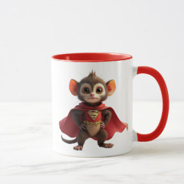 Taza Souris super-héros avec cape rouge et costume.