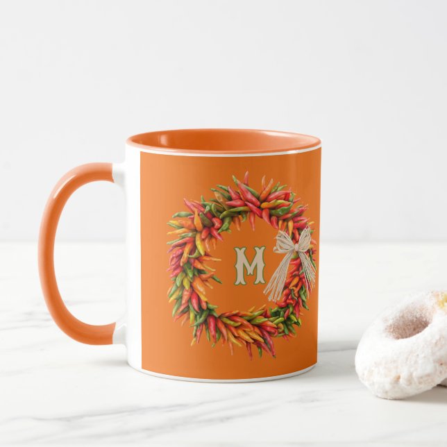 Taza Southwest Colorful Chile Wreath Personalized (Con donut)