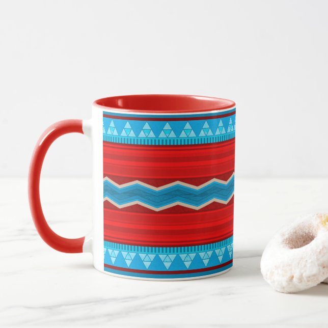 Taza Southwest River Canyon Geometric Red Turquoise (Con donut)