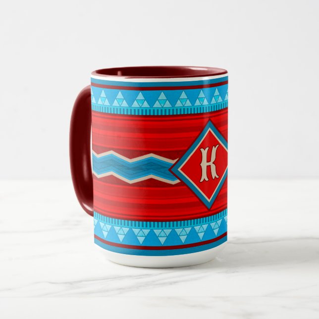 Taza Southwest River Canyon Red Turquoise Monogram (Anverso izquierdo)