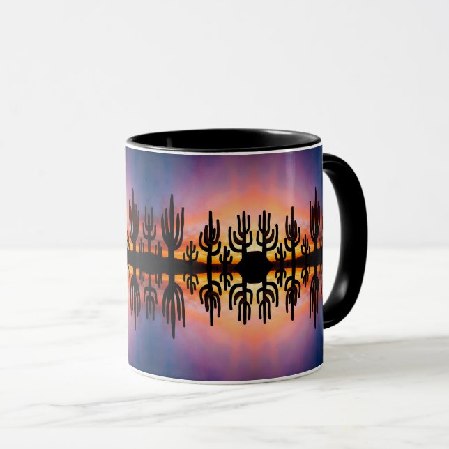 Taza Southwestern Desert Landscape Cactus Sunrise Image (Anverso derecho)