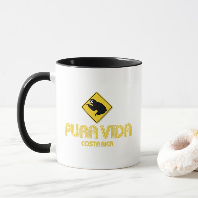 Taza Souvenir de Costa Rica Sloth Pura Vida  (Con donut)