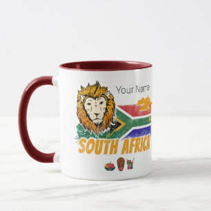 Taza Souvenir de Safari con bandera de León de Sudáfric