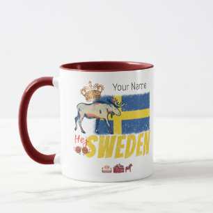 Taza Souvenir de vacaciones con bandera de Suecia retro