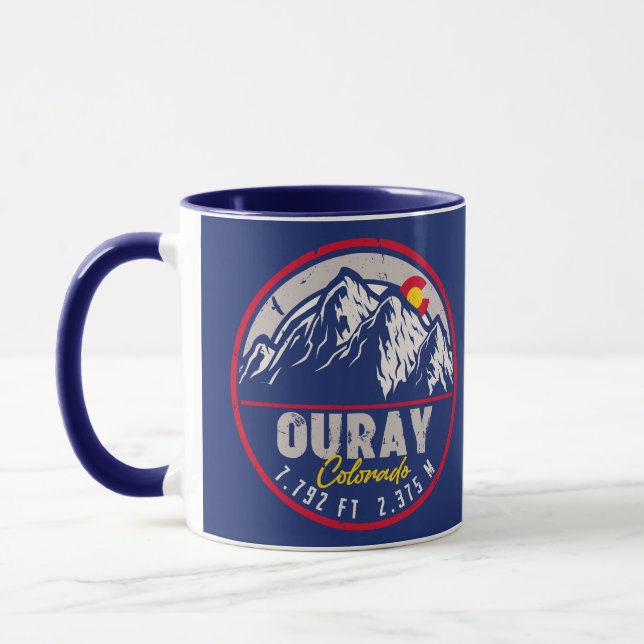 Taza Souvenirs de senderismo de Bandera de Ouray Colora (Izquierda)