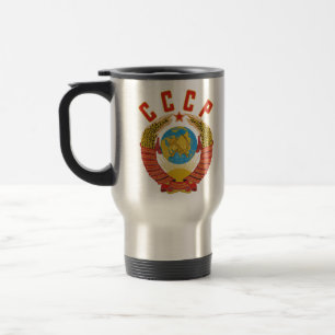 Taza soviética del viaje del escudo de armas CCCP