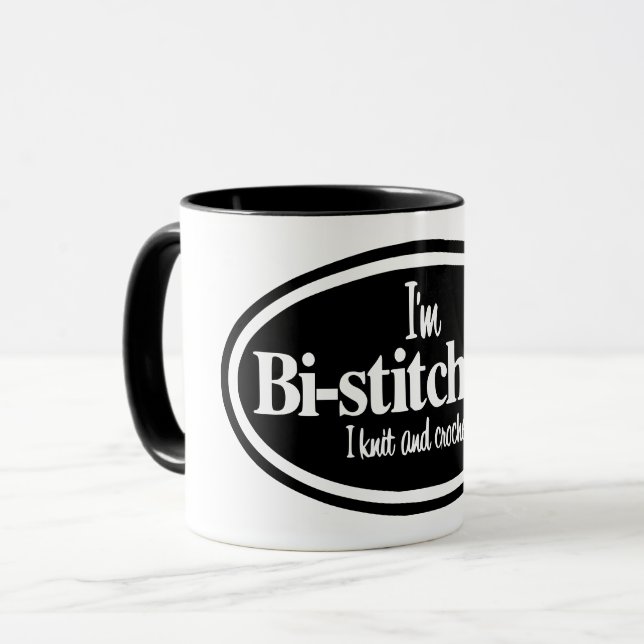 Taza "Soy bistitchual - Yo soy como y crochet" (Anverso izquierdo)