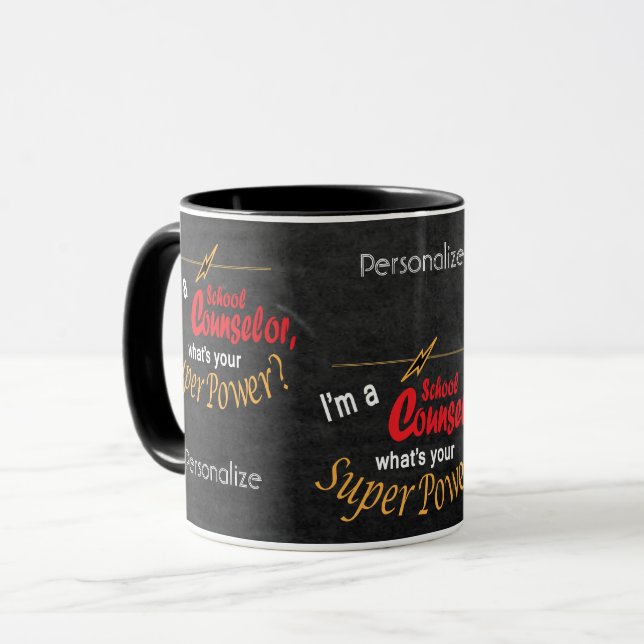Taza Soy consejero escolar, ¿cuál es tu superpoder? (Anverso izquierdo)
