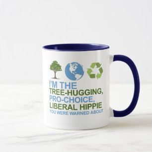 Taza Soy el árbol-abrazo, hippie proabortista, liberal
