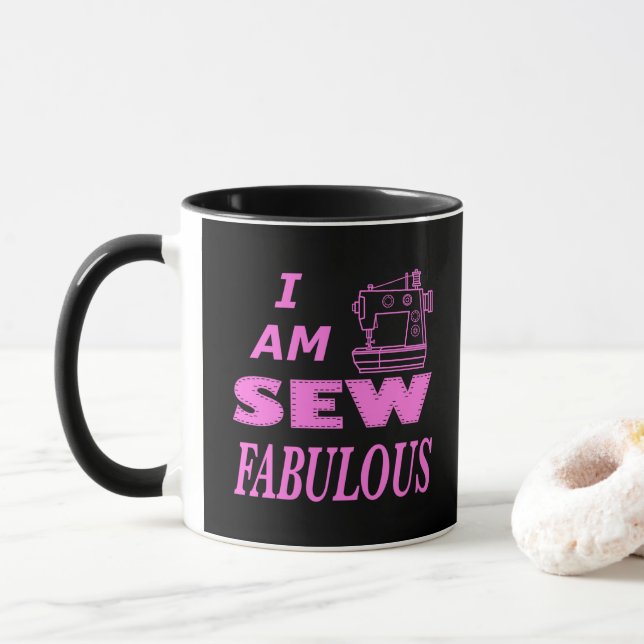 Taza Soy Poca En Negro Y Rosa (Con donut)