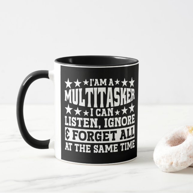 Taza Soy un Multitarea Chistes Divertidos Frases Sarcás (Con donut)