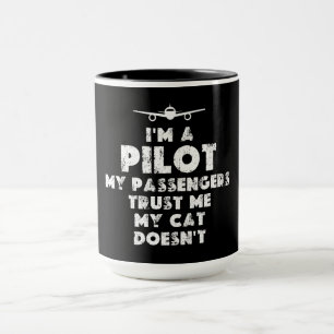Taza Soy un piloto gracioso amante del gato