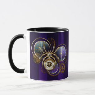 Taza Spider Steampunk sobre fondo morado