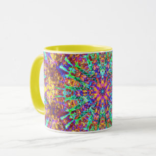 Taza Splash de color hippie de Mandala trippy y psicodé