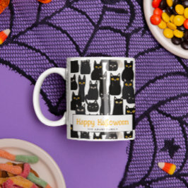 Taza Spookone Black Cats Custom Name Happy Halloween