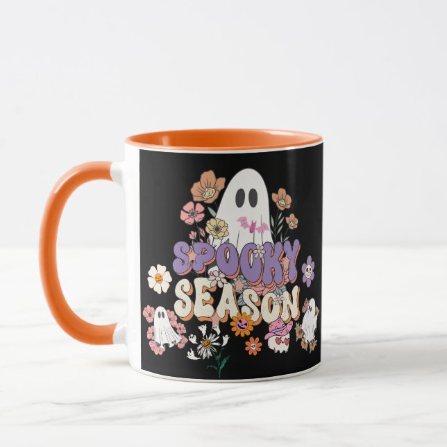 Taza Spooktacular Cute Ghost Halloween Black Purple (Izquierda)