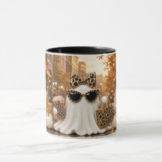 Taza Spooky Chic Ghost Mug, Leopard Print Halloween