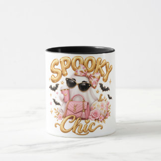 Taza Spooky Chic Pink Ghost Halloween Retro Coffee Mug