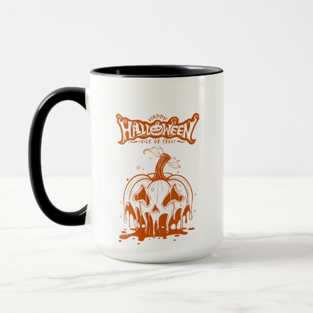 Taza  spooky pumpkin Halloween white orang (Izquierda)